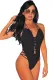 Black Lace up High Cut Low Back Teddy