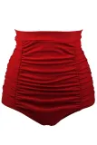 Red Retro High Waisted Swim Short
