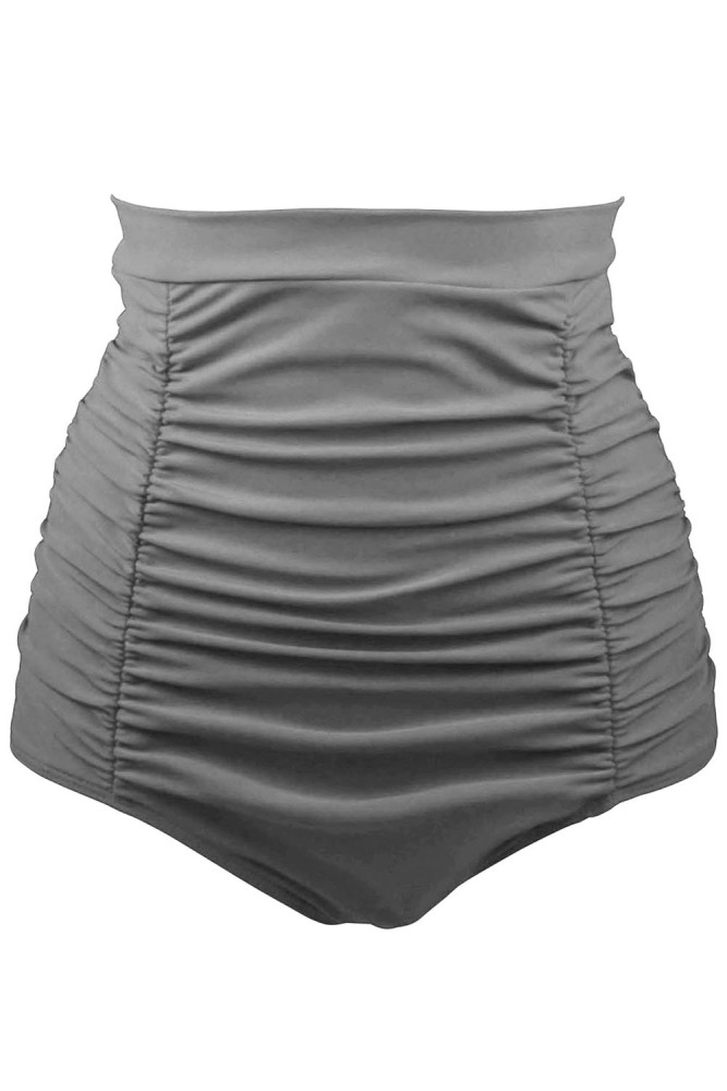 Gray Retro High Waisted Swim Short