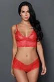 Red Stretch Lace Bralette Lingerie Set