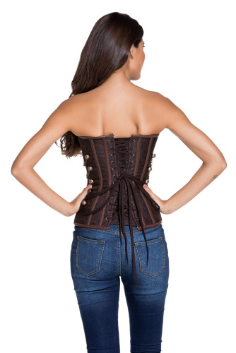 14 Steel Bones Brown Steampunk Corset with Thong