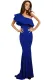 Royal Blue Ruffle One Shoulder Elegant Mermaid Dress
