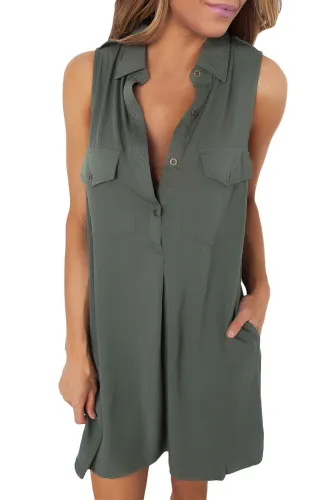 Army Green Button Down Tunic