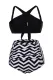 Black Cross Front Bikini Zigzag High Waist Swimsuit
