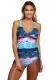 Summer Waves Cross Back Tankini Tie Side Swimsuit