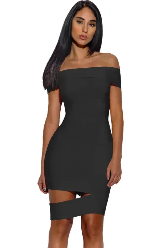 Black Off The Shoulder Cut Out Bandage Dress
