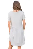 Gray Short Sleeve Pullover Babydoll Style Casual Dress