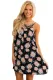 Black Floral Print Crisscross Neckline Shift Dress