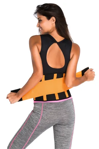 Orange Sweat Band Waist Training Belt