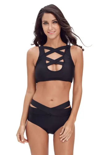 Brazil Black Multiway Strap High Waist Bikini
