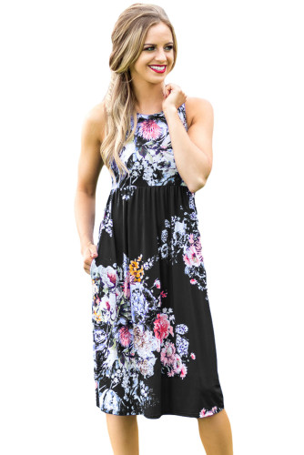 Fall in Love with Floral Print Boho Dress in Black