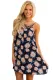 Blue Floral Print Crisscross Neckline Shift Dress