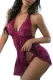 Purple Ravishing Halter Lace Top Open Back Babydoll