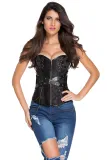 Black Zip Front Steampunk Corset with Thong