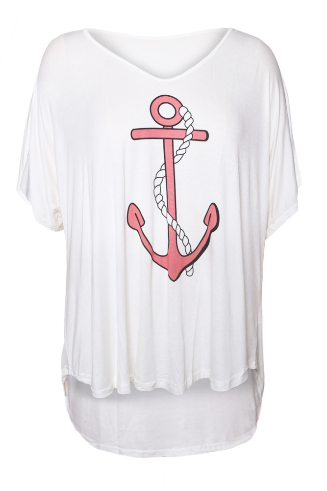 White Anchor Print Bathing Suit Cover Up