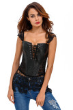 Steampunk Gothic Faux Leather Lace up Front Bustier Corset