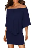 Multiple Dressing Layered Dark Blue Mini Dress