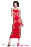 Red Zig Zag Shred Seamless Long Dress