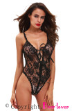 Black Lace Open Gusset Teddy Lingerie