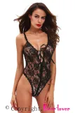 Black Lace Open Gusset Teddy Lingerie