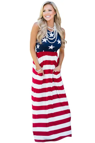 Country Love American Flag Maxi Dress