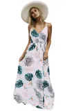 Foiled Flower Print Sexy V Neck Maxi Dress