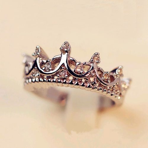 Crystal Drill Hollow Crown Shaped Queen Temperament Rings For Women Party Wedding Ring Jewelry Free Shipping