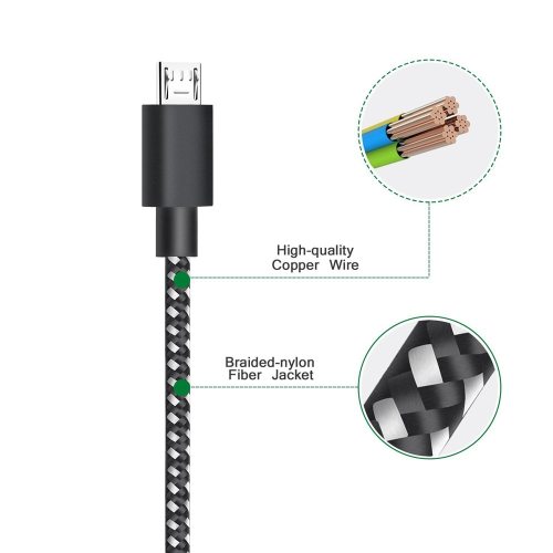 Micro USB Cable,Suntaiho 5V2.4A Nylon Braided Fast Charging Mobile Phone USB Charger Cable for Samsung/xiaomi/LG/Huawei/Meizu