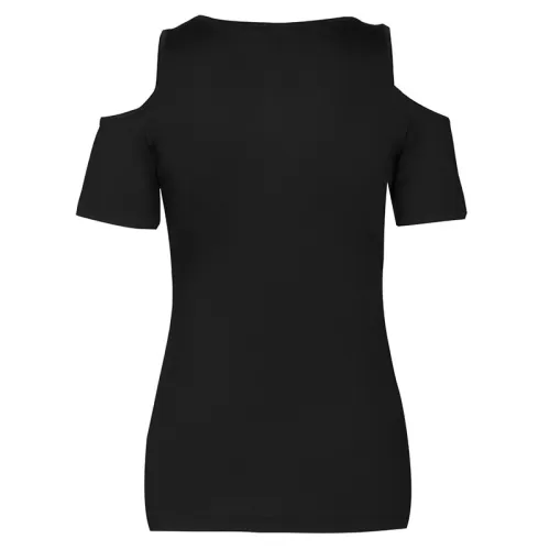 Summer Women T Shirt Solid Color With Lace Up Bandage Criss Cross Casual Short Sleeve Tshirt Cold Shoulder Tees Tops 5XL LJ9628R