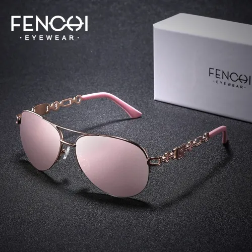 FENCHI Sunglasses Women Driving Pilot Classic Vintage Eyewear Sunglasses High Quality Metal Brand Designer Glasses UV400