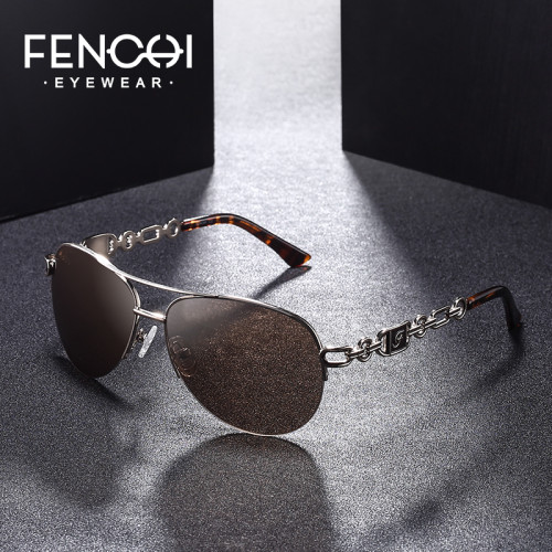 FENCHI Sunglasses Women Driving Pilot Classic Vintage Eyewear Sunglasses High Quality Metal Brand Designer Glasses UV400