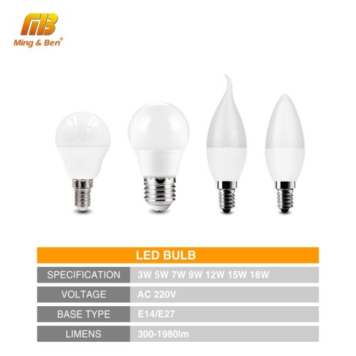 [MingBen] 4pcs LED Bulb Lamp E14 E27 3W 5W 7W 9W 12W 15W 18W 220V LED Lampada Ampoule Bombilla High Brightness LED Light SMD2835