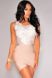 White Floral Embroidered Sheer Mesh Bodysuit