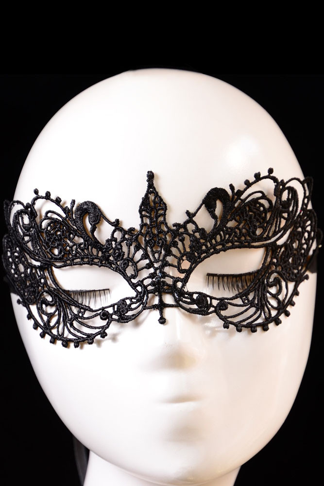 Black Lace Floral Eye Mask Venetian Masquerade Mask