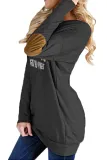 Dark Gray Crew Neck Long Sleeve Elbow Patch Sweatshirt