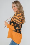 Stripes and Halloween Pumpkin Print Hoodie