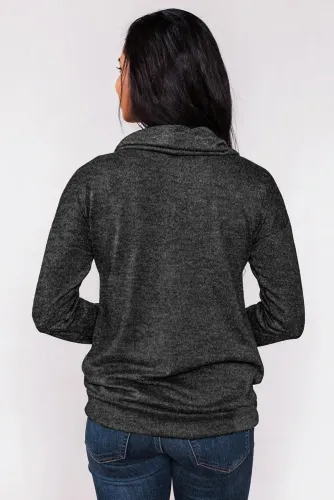 Black Twist of Winter Cowl Neck Top