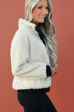 White Fleece Pullover Sweatshirt