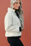 White Fleece Pullover Sweatshirt