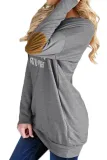 Light Gray Crew Neck Long Sleeve Elbow Patch Sweatshirt