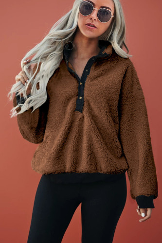 Brown Fleece Pullover Sweatshirt