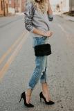Gray Gotta Have It Sequin Knit Top