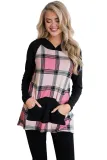 Pink Plaid Pullover Hoodie