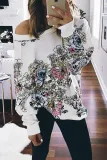 White Free People Go on Floral Printed Pullover