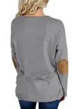 Light Gray Crew Neck Long Sleeve Elbow Patch Sweatshirt