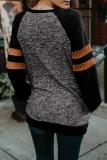 Black Fashion Casual Splice Loose Sweatshirt