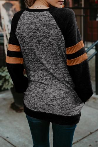 Black Fashion Casual Splice Loose Sweatshirt