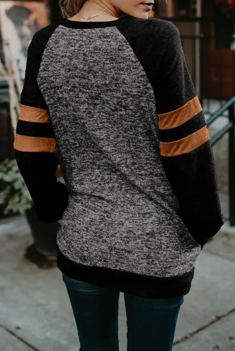 Black Fashion Casual Splice Loose Sweatshirt