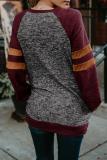 Red Fashion Casual Splice Loose Sweatshirt