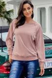 Pink French Terry Cotton Blend Pullover Sweatshirt